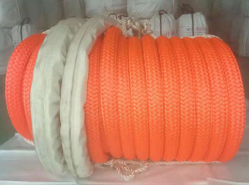 Ultra high molecular weight polyethylene double layer woven rope